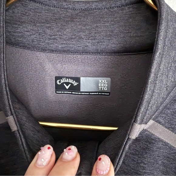 NWT Callaway men’s golf 1/4 zip fleece lined pullover grey size XXL - Picture 3 of 7